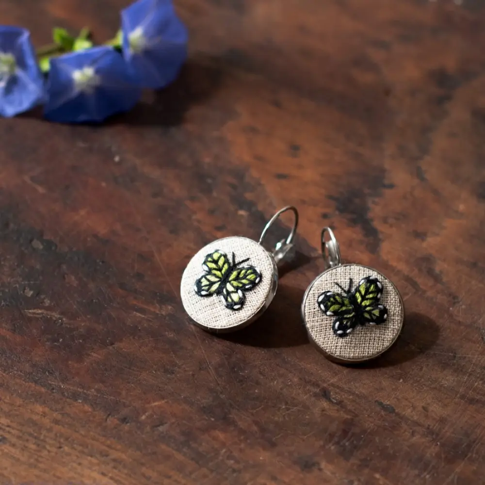 shop Hand Embroidered Jewelry - Butterfly Earring