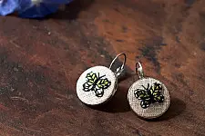 Needle Art ~ Hand Embroidered Jewelry - Butterfly Earring