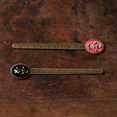 Needle Art ~ Hand Embroidered Jewelry - Floral scale bookmark (Two Color Options Black / Pink)