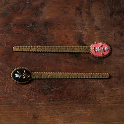 Needle Art ~ Hand Embroidered Jewelry - Floral scale bookmark (Two Color Options Black / Pink)