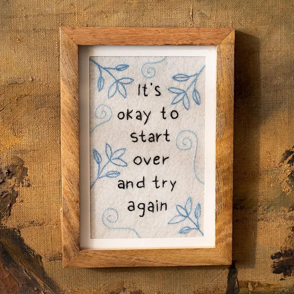 shop "It's ok to start over" quote on felt 