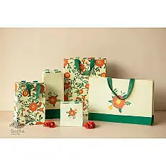 Senses Play ▣ Handmade Banana Fiber Paper ▣ Genda Phool Gift Bags - Pistachio (Set of 5) ▣ 19