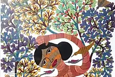 Gond Tribal Canvas Painting - Forest (3' x 4')