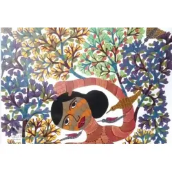 Gond Tribal Canvas Painting - Forest (3' x 4')