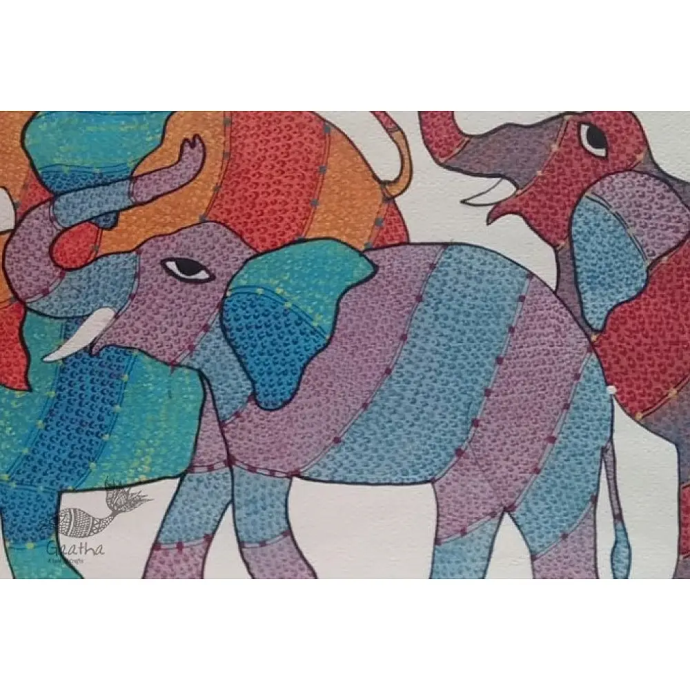 Elephant -tribal gond painting - paper sheet