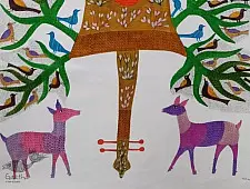 Gond Tribal Canvas Painting - Guitar (2.5' x 3')