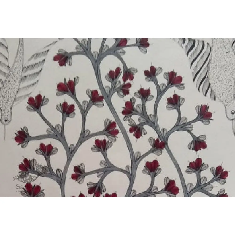 tree on horns - tribal gond painting - paper sheet