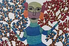 Gond Tribal Canvas Painting - Manav (2' x 3') 
