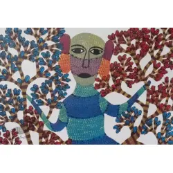 Gond Tribal Canvas Painting - Manav (2' x 3') 