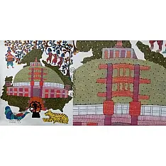 Gond Tribal Canvas Painting - Festival Celebration (3' x 3') - 9