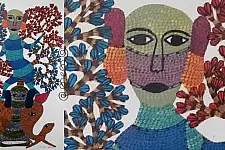 Gond Tribal Canvas Painting - Manav (2' x 3') 
