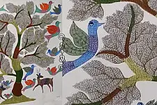 Gond Tribal Canvas Painting - Tree (2.5' x 3') 