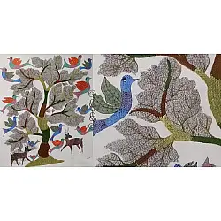 Gond Tribal Canvas Painting - Tree (2.5' x 3') 