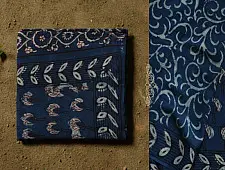 Saanjhh . साँझ | Block Printed Cotton Dabu Saree - Lotus Motif