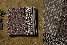 Saanjhh . साँझ | Dabu Block Printed Cotton Grey Saree 