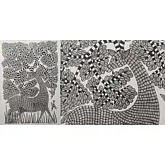 Gond Art | Black & White Deer (14"x 22")