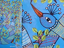 Gond Art | Blue Peacock (14"x15")