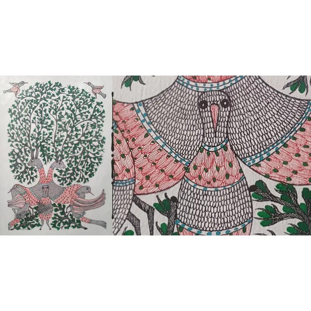 Gond art india - Pigeon 