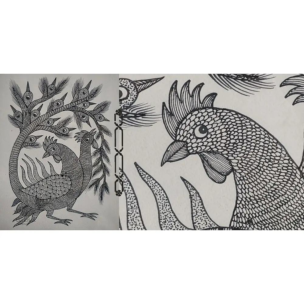 Gond art- rooster