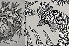 Gond Art | Rooster (14"x15")