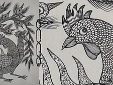 Gond Art | Rooster (14"x15")