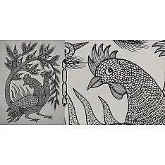 Gond Art | Rooster (14"x15")
