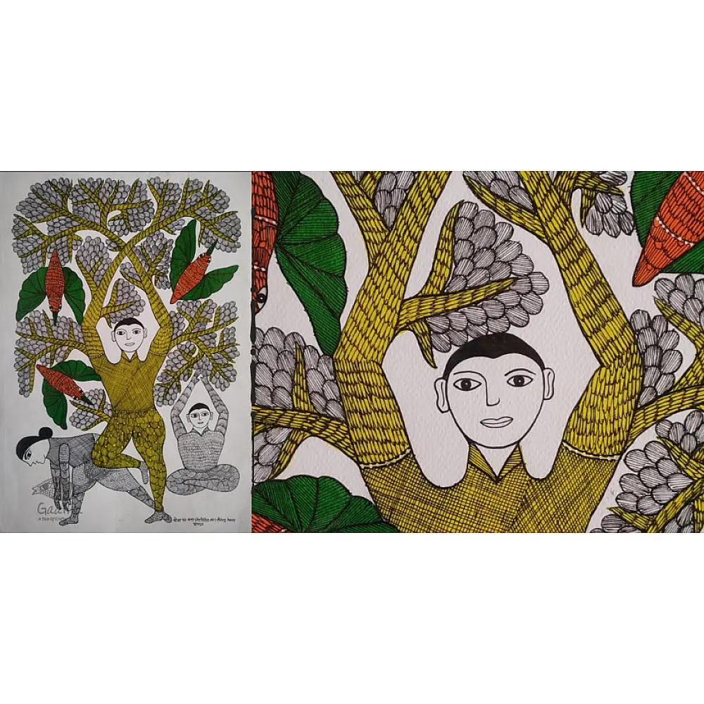 yoga- Gond art- indian art
