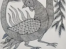 Gond Art | Rooster (14"x15")