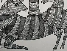 Gond Art | Three Deeres (14"x15")
