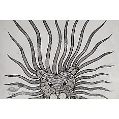 Gond Art | Lion (14"x15")
