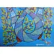 Gond india art - blue Peacock 