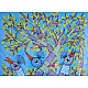 Gond india art - blue Peacock 