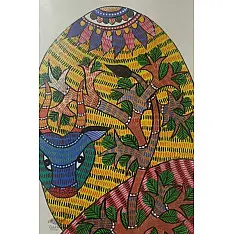 Gond Art ~ Hand Painted Gond Painting - A Bull