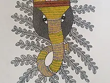Gond Art ~ Hand Painted Gond Painting - Ganesh