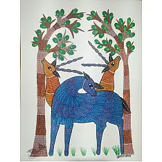 Gond Art ~ Hand Painted Gond Painting - Wall Hanging