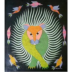 Gond Art ~ Hand Painted Gond Painting - Tiger