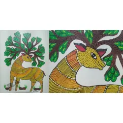 Gond Art ~ Hand Painted Gond Painting - A Deer