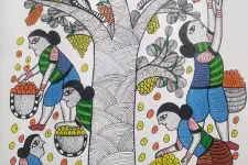 Gond Art ~ Hand Painted Gond Painting - Mango Tree