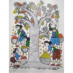 Gond Art ~ Hand Painted Gond Painting - Mango Tree