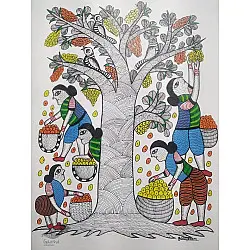 Gond Art ~ Hand Painted Gond Painting - Mango Tree