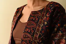 Love in Fall ~ Handwoven Woolen Stitched Navy Blue Jacket