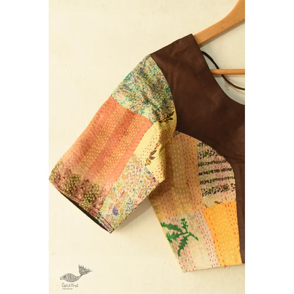 kantha silk cotton blouse stitched