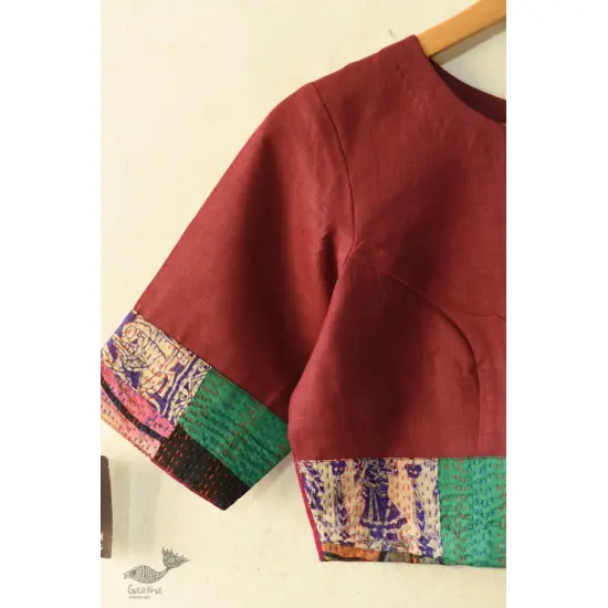 kantha silk cotton blouse stitched