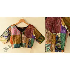 Kantha | Stitched Silk Blouse with Kantha Embroidery 