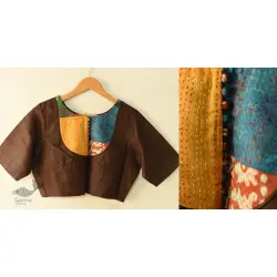 Kantha | Stitched Silk Cotton Blouse -  Brown