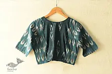 Ikat | Stitched Cotton Blouse - Teal Blue