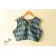 Stitched Teal Blue Cotton Sleeve Less Blouse