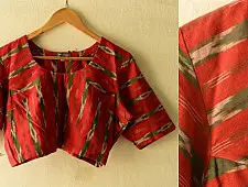 Ikat | Stitched Cotton Red Blouse