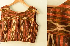 Ikat | Stitched Cotton Sleeve Less Blouse