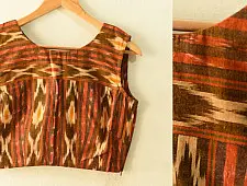 Ikat | Stitched Cotton Sleeve Less Blouse